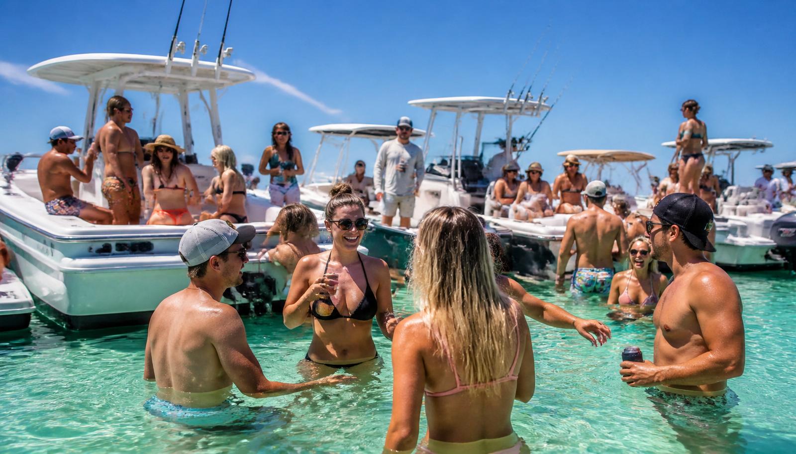 People partying on boats at John's Pass, Florida