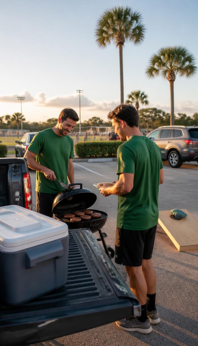 Burgers off the tailgate before kickoff #GrillinInTheBurg #RowdiesMatchday